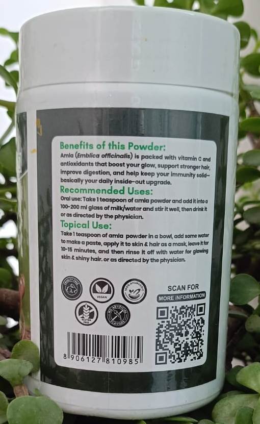 best organic amla powder(150g): amazing 100% pure vitamin c daily vitality boost